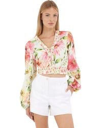 Guess - Ls Colette V Neck Bow Top - Lyst