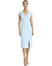Maggy London - Tailored Wrap Midi Deep V-neck-sleeveless Professional Wear-formal Evening Dress - Lyst