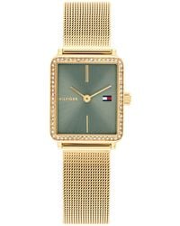 Tommy Hilfiger - Zeiger-Quarzwerk-Uhr für mit Goldfarben Edelstahl-Mesh-Gliederarmband - Lyst
