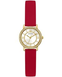 Guess - Red Strap White Dial Gold Tone - Lyst