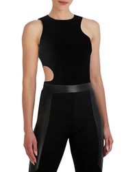 BCBGMAXAZRIA - Fitted Sleeveless Bodysuit Crew Neck Side Cut Outs Snap Closure One Piece - Lyst