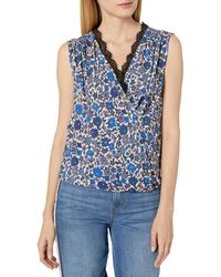Velvet By Graham & Spencer - Lacy Printed Lace Trim Sleeveless Top - Lyst
