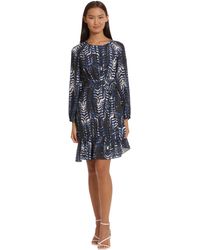 Donna Morgan - Long Sleeve Asymmetrical Hem Flounce Dress With Waist Tie Event Party Occasion Guest Of - Lyst