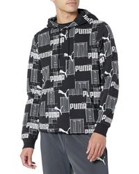 PUMA - Graphic Hooded Sweatshirt Black-ss24 All Over Print - Lyst