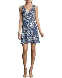 Nicole Miller - Fit And Flare Dress With Embroidery - Lyst