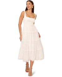 Adrianna Papell - Crepe And Lace Midi Dress - Lyst