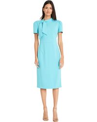 Maggy London - S Midi Short Sleeve Sheath With Neck Tie Career Office Work Wear Casual Night Out Dress - Lyst