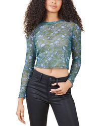 BCBGeneration - Long Sleeve Mesh Top With Round Neck - Lyst
