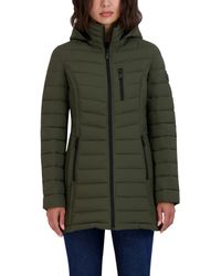 Nautica - 3/4 Midweight Stretch Puffer Jacket With Hood - Lyst