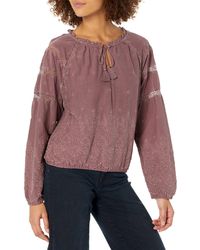 Lucky Brand - Long Sleeve Embroidered Knit Top - Lyst