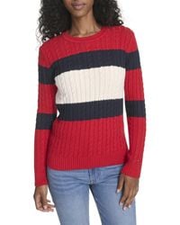 Tommy Hilfiger - Pullover aus Baumwolle mit Rundhalsausschnitt und Zopfmuster - Lyst