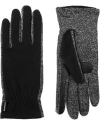isotoner Womens Spandex Touchscreen Cold Weather Gloves with Warm Fleece Lining and Chevron Details 