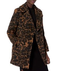 Kensie Outer Notch Collar 3/4 Wool Coat - Multicolor