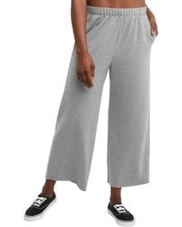 Hanes - Originals French Terry Wide Leg Crop Pants With Pockets - Lyst