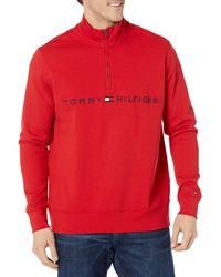 Tommy Hilfiger - Big Long Sleeve Fleece Quarter Zip Pullover Sweatshirt - Lyst