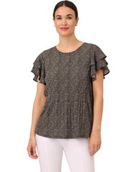 Adrianna Papell - Pleated Knit Double Sleeve Top - Lyst
