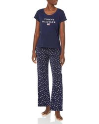 Tommy Hilfiger - Womens Short Sleeve Logo Tee Top & Bottom Pant Pj Pajama Set - Lyst