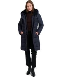 Tahari - Slim Fit Puffer Coat With Attached Hood - Lyst