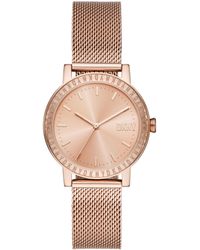 DKNY - Soho D Three-hand Rose Gold-tone Stainless Steel Mesh Band Watch - Lyst
