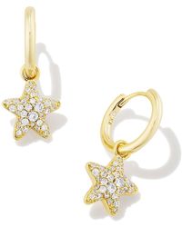 Kendra Scott - 14k Gold-plated Jae Star Pave Huggie Earrings In White Crystal - Lyst