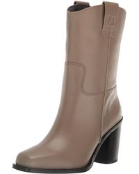 Franco Sarto - S Valor Square Toe Mid Calf Heeled Boots Smoke Grey Leather 5 M - Lyst