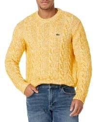Lacoste - Long Sleeve Cableknit Crew Neck Sweater - Lyst