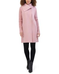 Kenneth Cole - Oversized Collar Full Length Wool Blend Jacket - Lyst