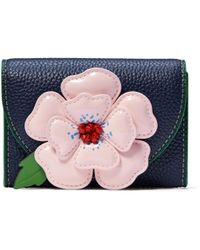 Kate Spade - In The Garden Floral Applique Pebbled Leather Flap Card Case - Lyst