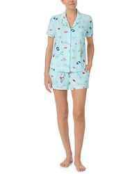 Kate Spade - Pajamas For 2 Piece Set Comfy Classic Short Sleeve Notch Collar Button Top & Elastic Waistband Shorts - Lyst