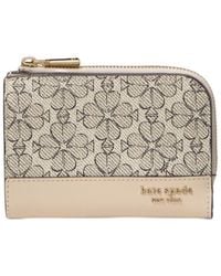 Kate Spade - Devin Spade Flower Coated Canvas Small Compact Wallet - Lyst