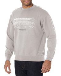 Lacoste - Long Sleeve Loose Fit Double Face Front Graphic Crewneck Sweatshirt - Lyst
