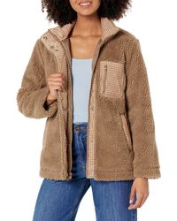 Kensie - Plus Size Zip Front Sherpa Jacket With Contrast Pockets - Lyst