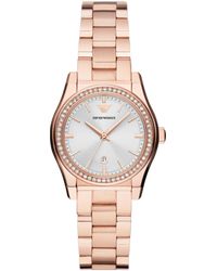 Emporio Armani - Three-hand Date Rose Gold-tone Stainless Steel Bracelet Watch - Lyst