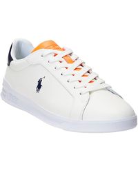 Polo Ralph Lauren - Heritage Court Ii Leather Sneaker White/navy/orange - Lyst