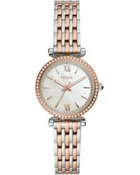 Fossil - Carlie Mini Quartz Stainless Steel Three-hand Dainty Rose Gold/silver Glitz Watch - Lyst