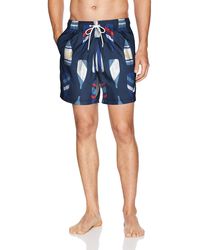 Nautica Mens Quick Dry Half Elastic Waist Signature Print Swim Trunk