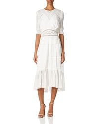 The Kooples - Long, Short-sleeved Woven Dress With Round Neckline - Lyst