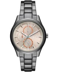 Emporio Armani - Armani Exchange A|x Multifunction Gunmetal Stainless Steel Watch - Lyst