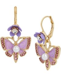 Betsey Johnson - S Butterfly Drop Earrings - Lyst