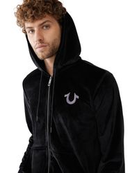 True Religion Lullaby Long Sleeve Zip Up Hoodie in Black for Men