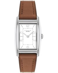 COACH - 2h Quartz Tank Watch With Genuine Leather Strap - Water Resistant 3 Atm/30 Meters - Premium Fashion Timepiece For Everyday Style - Lyst