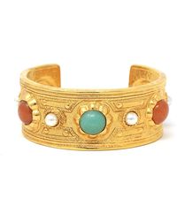 Ben-Amun - Ben-amun Bohemian Statement 24k Gold Plated Cuff Bracelet With Colorful Stones - Lyst
