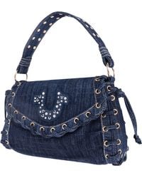 True Religion - Studded Horseshoe Eyelet Denim Flap Bag - Lyst