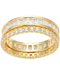 Amazon Essentials - Cubic Zirconia Stackable 2-ring Set In 18k Gold Plated Sterling Silver - Lyst