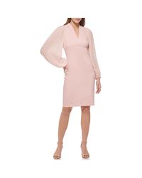 Vince Camuto - Long Sleeve V Neck Stretch Crepe Bodycon Dress - Lyst