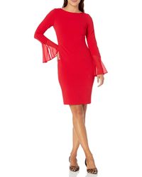 calvin klein red dress gold zipper