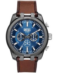 DIESEL - Split Stainless Steel And Leather Chronograph Watch - Lyst