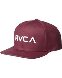 RVCA - Adjustable Straight Brim Snapback Hat/wine - Lyst