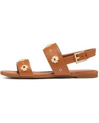 Kate Spade - Spade Flower Stud Pebbled Leather Flat Sandal - Lyst