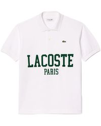 Lacoste - Short Sleeve Classic Fit Polo W/large Wording On Front - Lyst